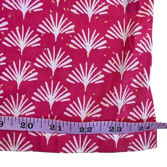 Talbots Pink White Fan Print Poplin Popover Blouse Lace Trim 3/4 Sleeves Sz X - Picture 14 of 16